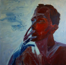 Małgorzata Kaczmarska, Smoker, oil on canvas, 100x100 cm, 2012